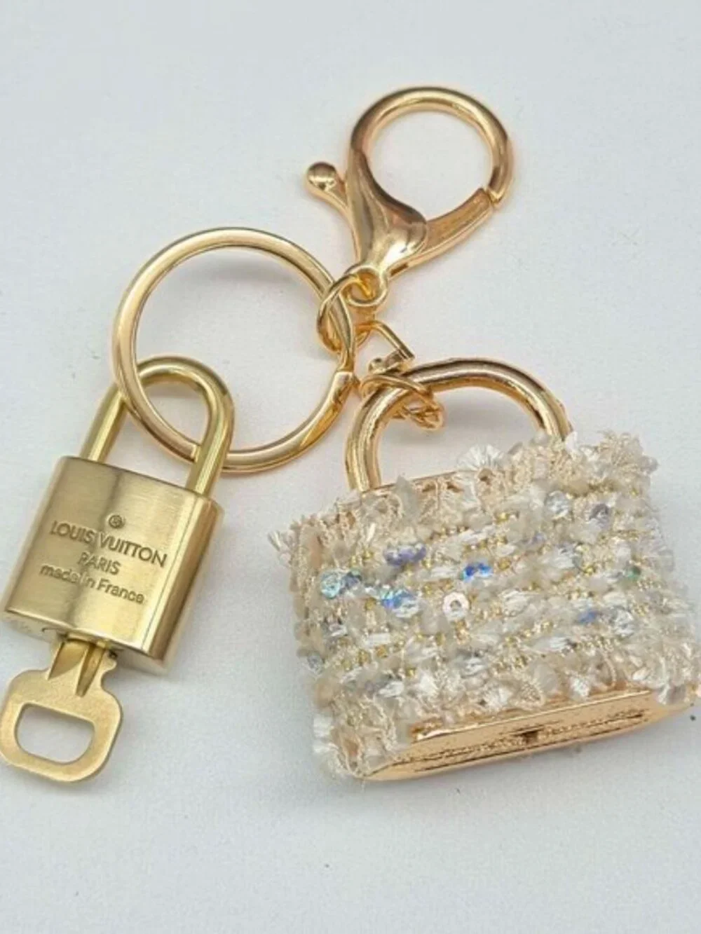 Authentic Louis Vuitton Lock & Key Gold ✨ Unbranded Keychain Bag Charm LV